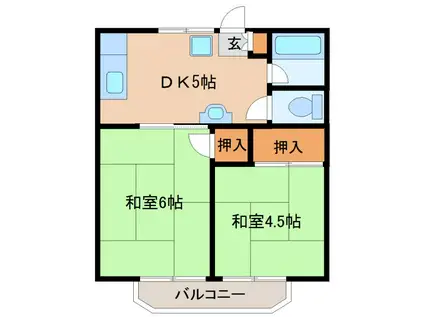 メゾン14-20(2DK/2階)の間取り写真