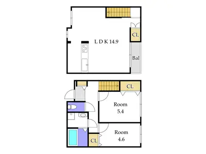 ARROWS TOWN片島町(2LDK/1階)の間取り写真