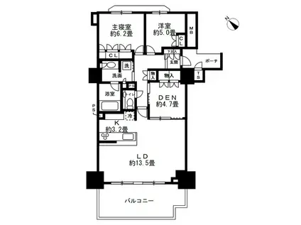 コットンハーバーマリナゲートタワー(2SLDK/35階)の間取り写真