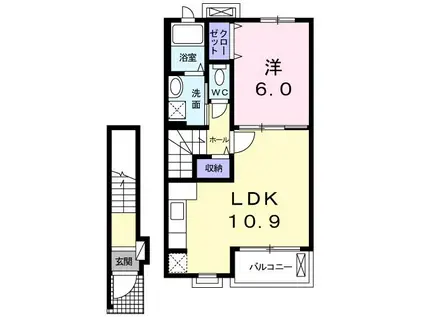 ソレイユ(1LDK/2階)の間取り写真