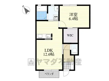 パルティールA棟(1LDK/1階)の間取り写真
