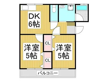 ハッコーハウス(2DK/1階)の間取り写真