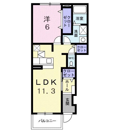 アルテーリア(1LDK/1階)の間取り写真