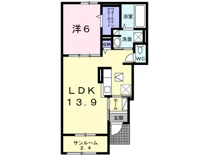 トムトック VI(1LDK/1階)の間取り写真