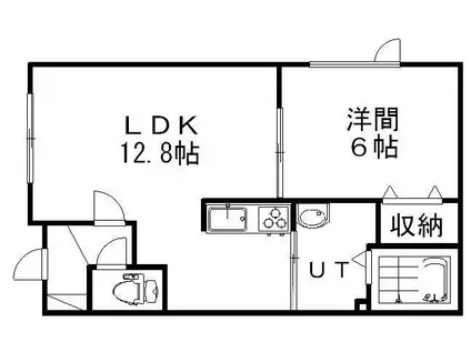 アクアライン城山(1LDK/2階)の間取り写真