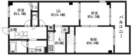 リブレ待兼山(3LDK/1階)の間取り写真
