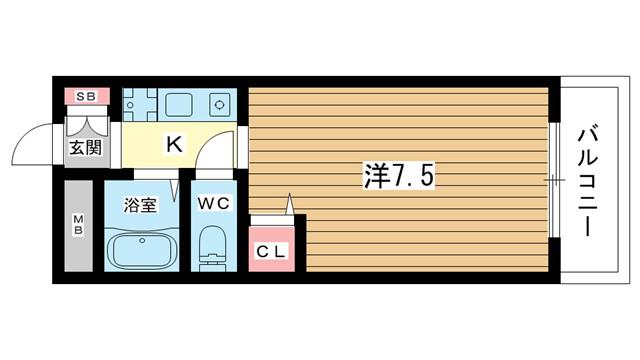 竹永ハイツ(1K/2階)の間取り写真
