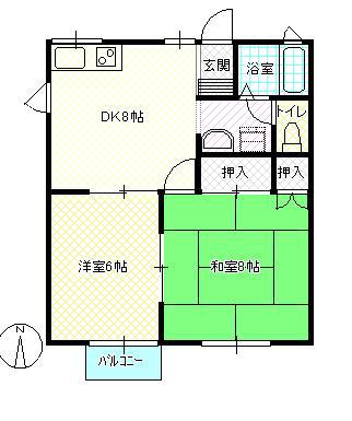 ロアブール(2DK/2階)の間取り写真