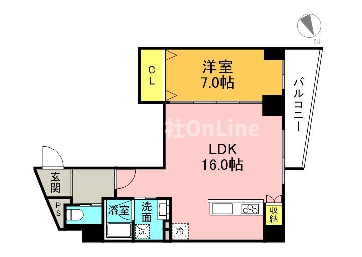 プレミアム長瀬駅前(1LDK/4階)の間取り写真
