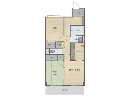 小松日の出ビル(2LDK/4階)の間取り写真