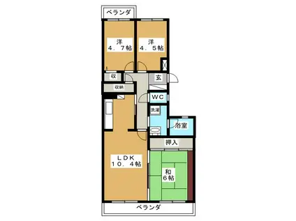 ラレーブ常盤平(3LDK/3階)の間取り写真