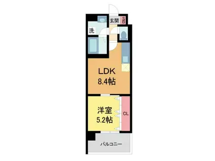 トリニティ小戸(1LDK/2階)の間取り写真
