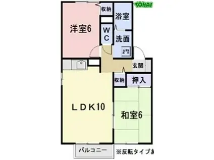 シンフォニーB棟(2LDK/1階)の間取り写真