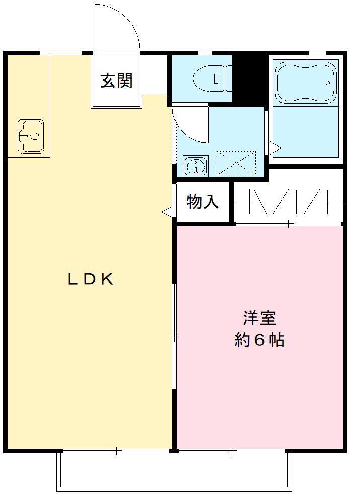 旭台アーバンハイツ B棟(1LDK/1階)の間取り写真