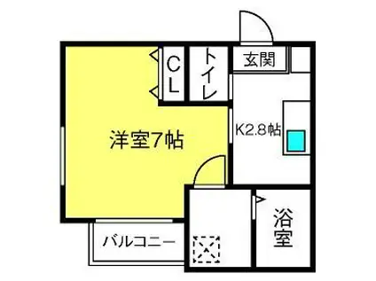 フェリスゲート北越谷(1K/2階)の間取り写真