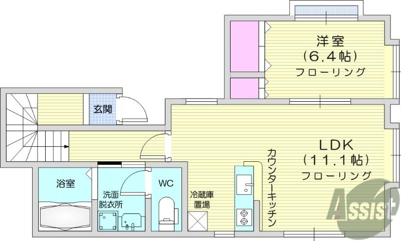リーコーポ弐番館(1LDK/2階)の間取り写真