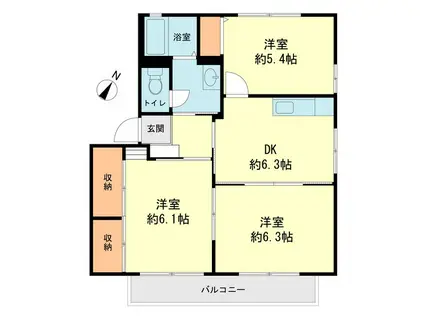 ヴィラ・ハピネス(3DK/2階)の間取り写真