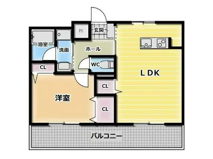 ルークロエ(1LDK/2階)の間取り写真