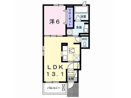 クオーレ優 II(1LDK/1階)の間取り写真