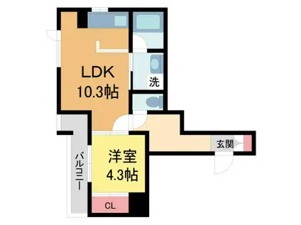 コンフィアンザ・グラン 西宮北口(1LDK/3階)の間取り写真