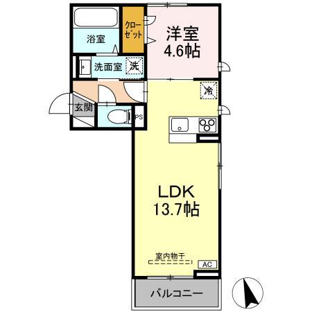 スカイハイ天神町(1LDK/3階)の間取り写真