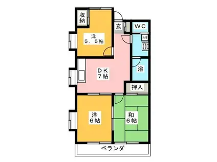 サンヒルズ飯嶋(3DK/2階)の間取り写真