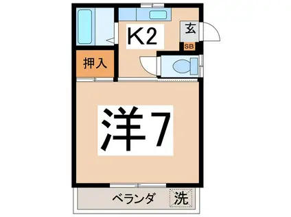 ミサキハイツ(1K/2階)の間取り写真