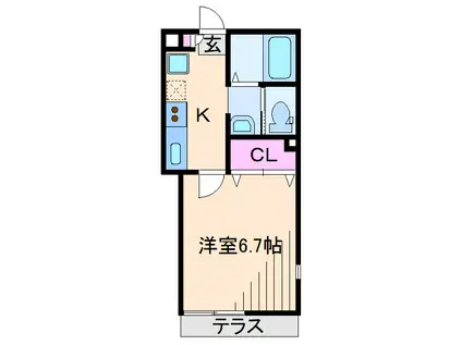 プリベールケイ(1K/1階)の間取り写真