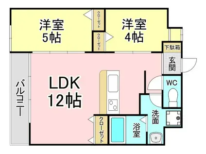 THE GRANDE HILLS(2LDK/5階)の間取り写真