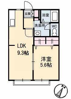 ディアス虹(1LDK/1階)の間取り写真