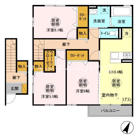 レイクビューみなみ(3DK/2階)の間取り写真