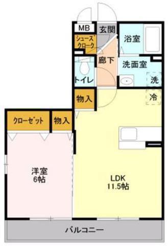 VERDE LAKE(1LDK/3階)の間取り写真