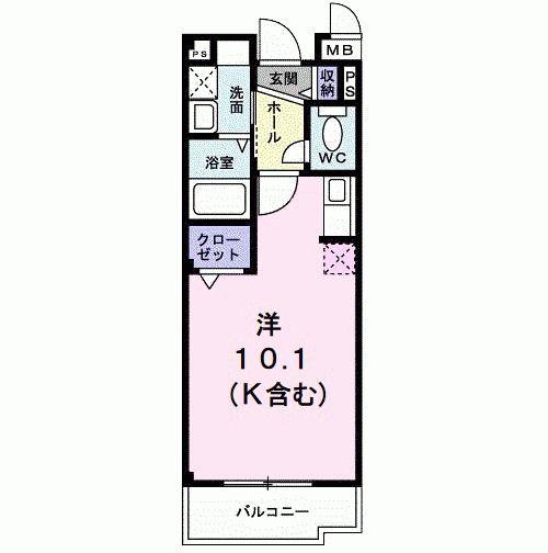 クレメント昆陽(ワンルーム/1階)の間取り写真
