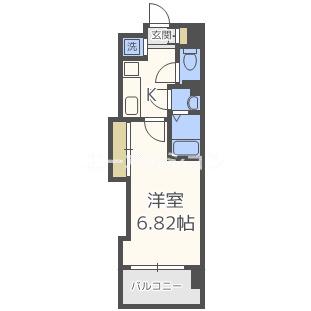 LUXE難波西III(1K/2階)の間取り写真