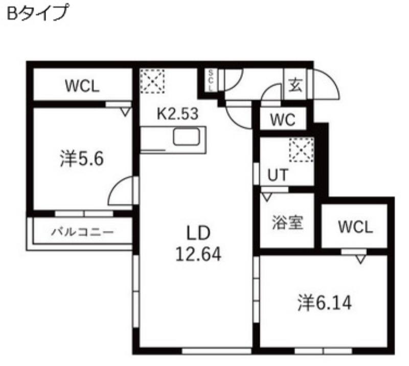 VILLAGE KOTONIヴィレッジ琴似(2LDK/3階)の間取り写真