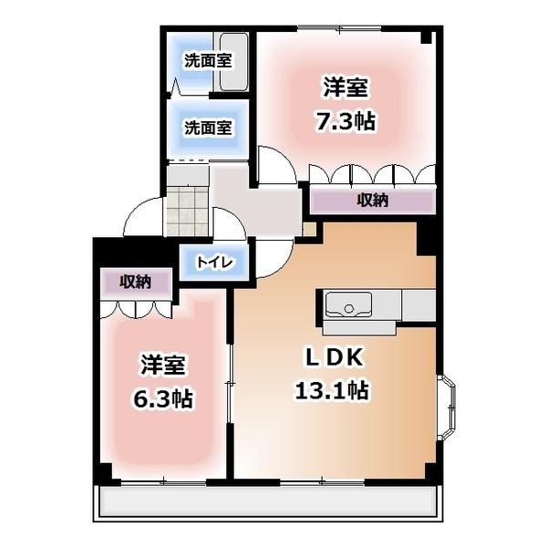 ノイ・ブルク(2LDK/2階)の間取り写真