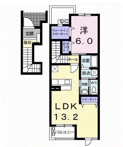 グリシーナ 203(1LDK/2階)の間取り写真