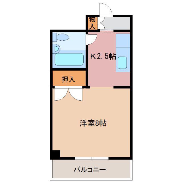 第二ビューハイツ兄山(1K/3階)の間取り写真