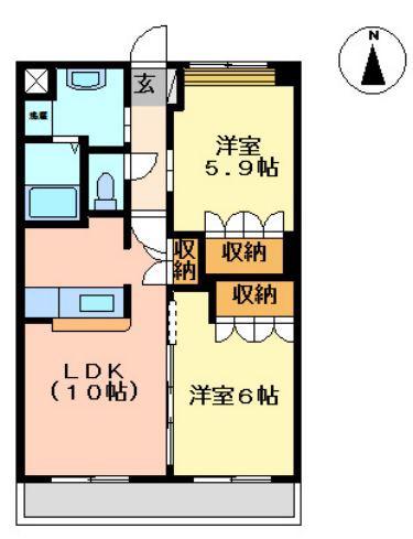 コンフォース六条院(2LDK/1階)の間取り写真