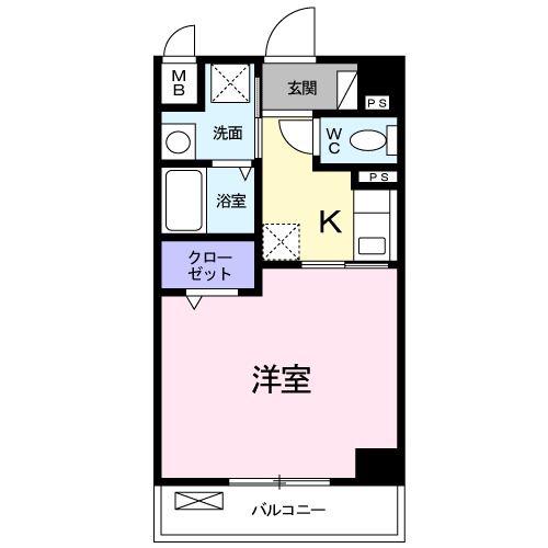 クラシオンルガール イシカワII(1K/5階)の間取り写真