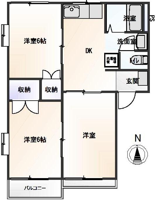 ヒルトップKAMOSHIDA(3DK/2階)の間取り写真