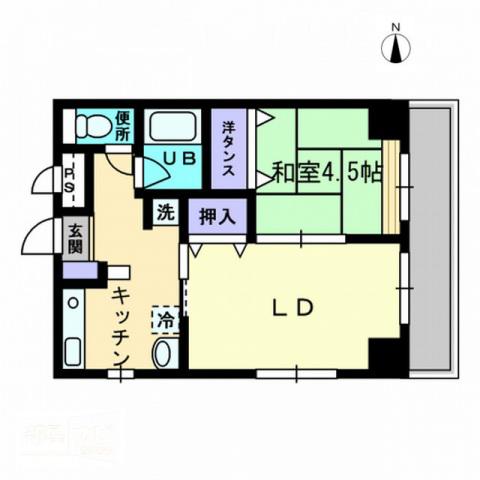 アルカディア西内町(1LDK/6階)の間取り写真