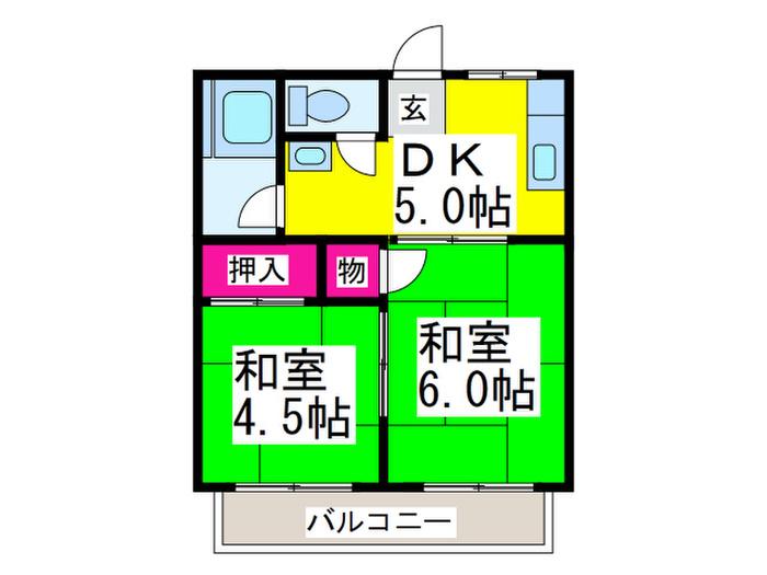石津ハイツ(2DK/2階)の間取り写真