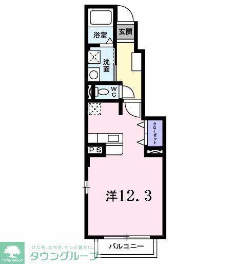サンリットパレスE(ワンルーム/1階)の間取り写真
