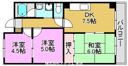 レジデンス清(3DK/4階)の間取り写真