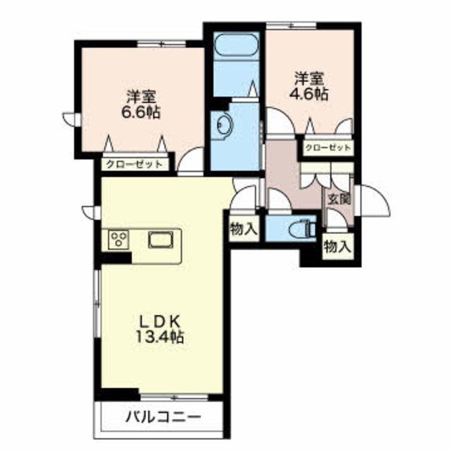 アンビエラ荻川 A棟(2LDK/3階)の間取り写真