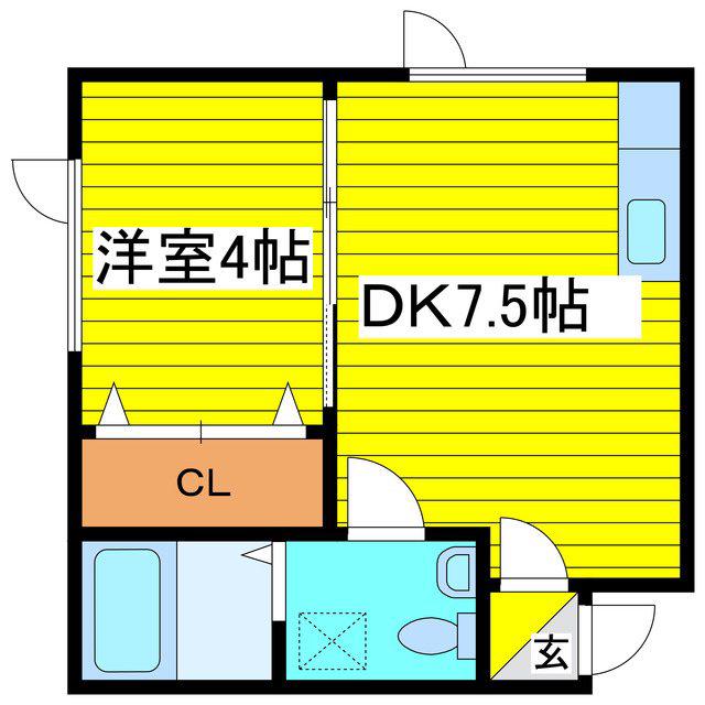 アークコート北18条II(1DK/2階)の間取り写真