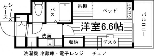 学生会館 CREDO MAISON 西宮上ケ原(ワンルーム/2階)の間取り写真