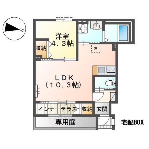 リファインド レジデンス(1LDK/1階)の間取り写真