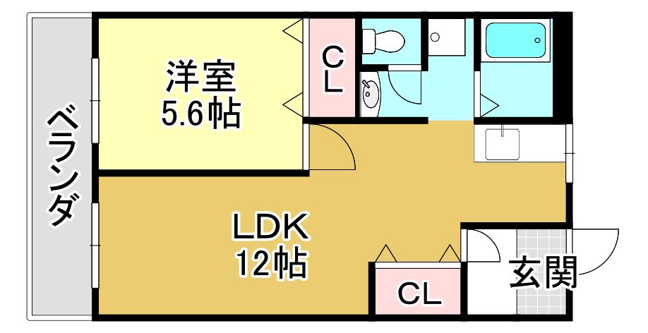 ユニヴェール(1LDK/4階)の間取り写真